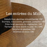 Les Entrées du midi à l'ardoise